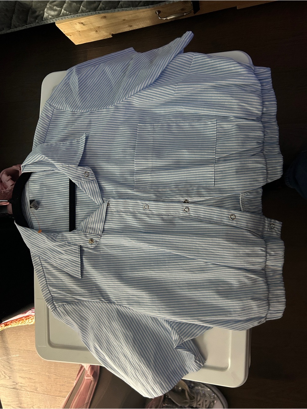 Light Blue Striped Button-Up Shirt